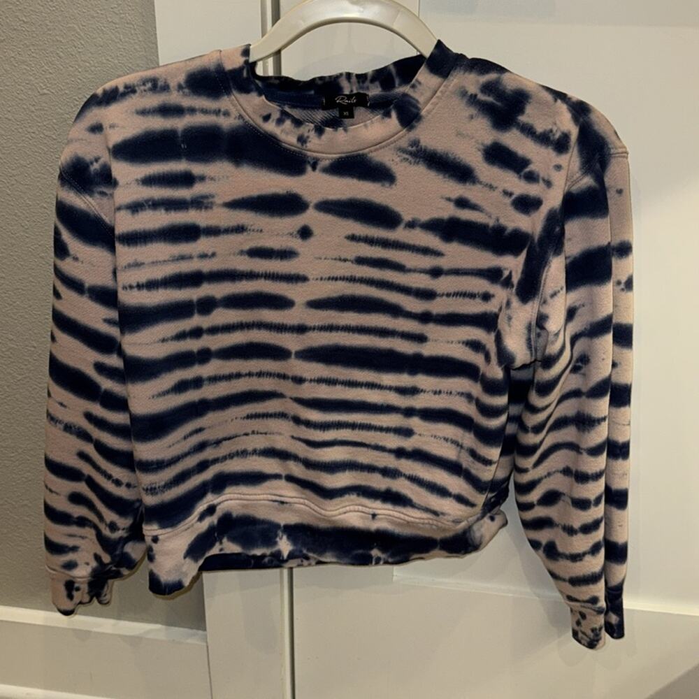 Rails Ramona Tie Dye Striped Sweater Sweatshirt In Indigo Blue and Pink XS - Picture 2 of 7